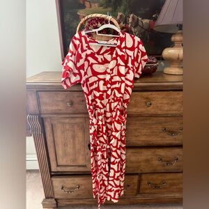 Chic Red and White Midi Dress